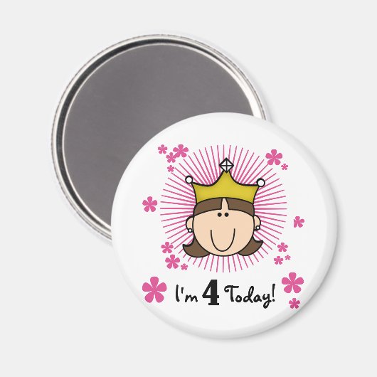 Aimant Princess 4th Birthday Tshirts et cadeaux (Recto/Verso)