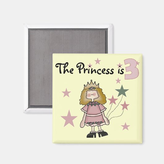 Aimant Princesse 3e Anniversaire Tshirts et cadeaux (Recto/Verso)