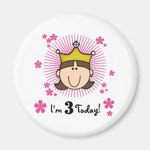Aimant Princesse 3ème anniversaire de brune