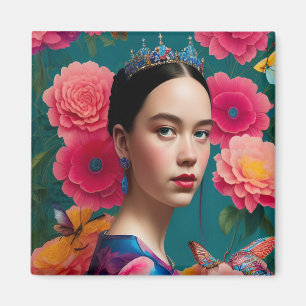 Aimant Princesse à la tiare bleue