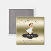 Aimant Princesse Baby shower Enregistrer la date Elegant  (Recto/Verso)