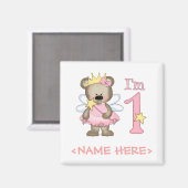 Aimant Princesse Bear 1er anniversaire (Recto/Verso)