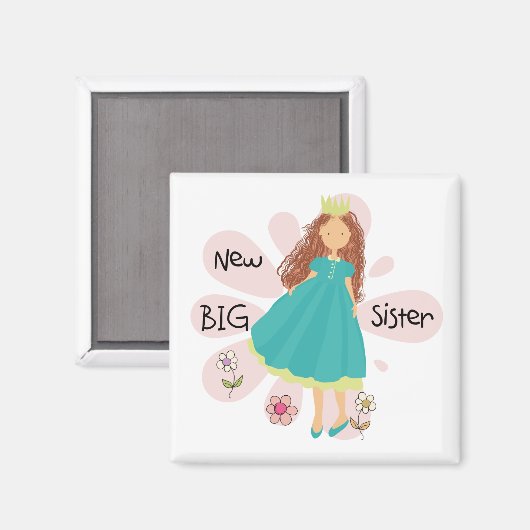 Aimant Princesse Big Soeur Cheveux Brown (Recto/Verso)