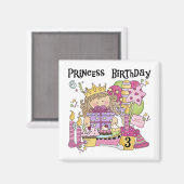 Aimant Princesse de fête 3e anniversaire Tshirts et cadea (Recto/Verso)