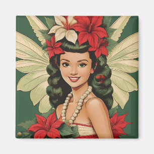 Aimant Princesse de Noël Tropical Rétro 50s