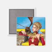 Aimant Princesse Dragon Fantastique Art Numérique (Recto/Verso)