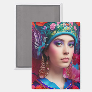 Aimant Princesse élégante avec chapeau floral