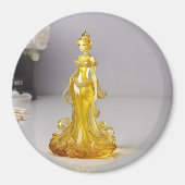 Aimant princesse en verre cristal avec robe jaune (Devant)