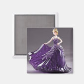 Aimant princesse en verre cristal avec robe violette (Recto/Verso)