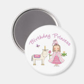 Aimant Princesse Unicorn Fille d'anniversaire (Recto/Verso)