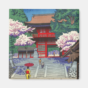 Aimant Printemps au temple Kurama Asano Takeji shin hanga