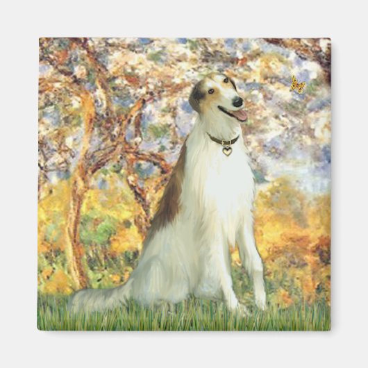 Aimant Printemps - Borzoi (Devant)