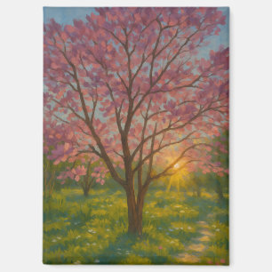 Aimant Printemps Éveil - Paysage de l'arbre florissant