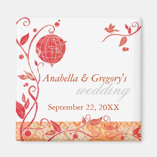 Aimant Printemps Inséparables Cage Wedding Enregistrer la (Devant)