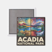 Aimant Printemps vs Automne Parc national Acadia Cadeau (Recto/Verso)