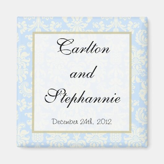 Aimant Privilège magnétique Mariage damassé bleu/blanc (Devant)