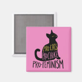 Aimant Pro-chats pro-choix pro-féminisme chat noir (Recto/Verso)