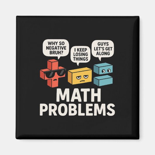 Aimant Problèmes de maths symboles professeur drôle retou (Devant)
