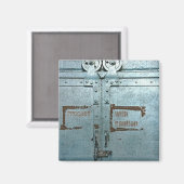 Aimant Procéder avec prudence porte industrielle gris ble (Recto/Verso)