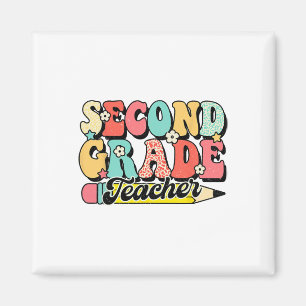 Aimant Professeur de deuxième année rétro groovy premier
