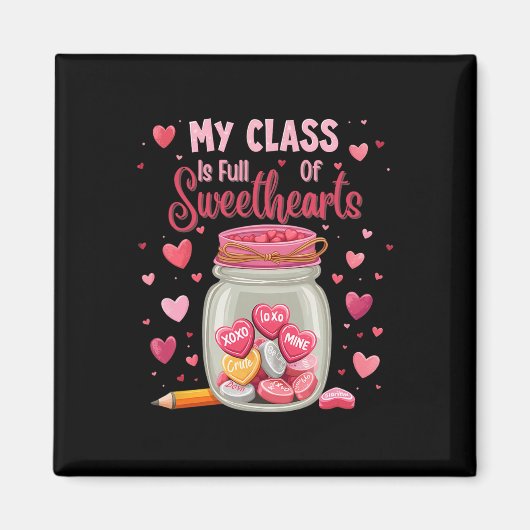 Aimant Professeur de pot à bonbons de la Saint-Valentin (Devant)