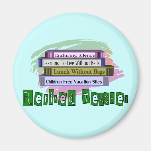 Aimant Professeur retraité (Funny Stack of Books Design) (Devant)