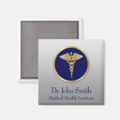 Aimant Professionnel Médicale Caduceus Blue Gold (Recto/Verso)