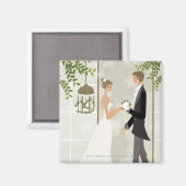 Aimant Profil d'un homme donnant des fleurs à une femme (Recto/Verso)