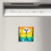 Aimant Profil latéral d'une femme pratiquant le yoga (In Situ (Lave-vaisselle))