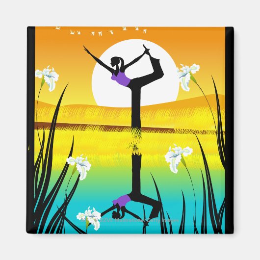 Aimant Profil latéral d'une femme pratiquant le yoga (Devant)