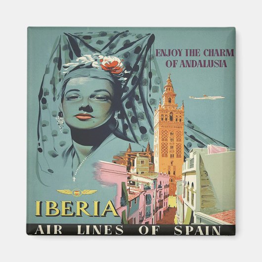 Aimant Profitez Du Charme De L'Andalousie, Espagne, Vinta (Devant)