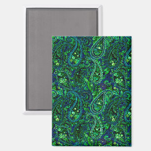 Aimant Profusion Paisley Vibrant Floral Bleu Vert