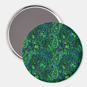 Aimant Profusion Paisley Vibrant Floral Bleu Vert