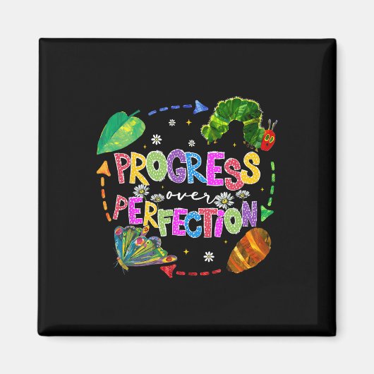 Aimant Progrès Plutôt que Perfection Enseignant Rentrée S (Devant)