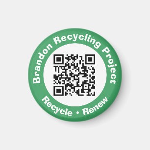 Aimant Projet de recyclage QR Code Recycle & Renouveler.