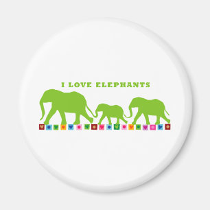 Aimant Promenade des éléphants verts