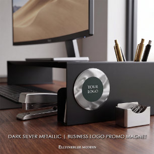 Aimant Promo Logo Entreprise Métallic Argent Foncé