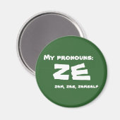Aimant Pronoun Ze ou personnalisé (Recto/Verso)