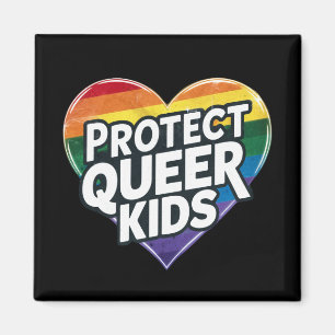 Aimant Protéger les enfants queer Cœur arc-en-ciel Fie