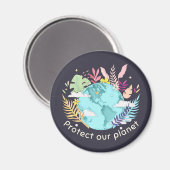 Aimant Protéger notre planète - Jour des terres (texture  (Recto/Verso)