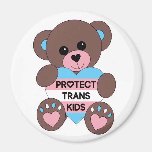 Aimant Protéger Trans Kids Pride Drapeau Teddy Bear (Devant)