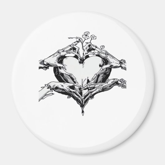 Aimant Protéger Un Coeur - Skeleton Coeur Main (Devant)