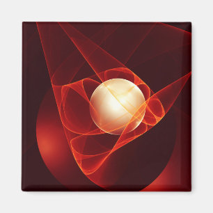Aimant Protégez-vous, Art Abstrait Rouge Fractal Moderne