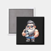 Aimant Protéine de Whey Gnome Papa Funny Bodybuilder Grap (Recto/Verso)