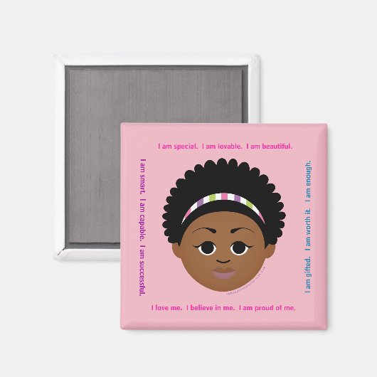 Aimant #Proud2BNaturalMe #IAm Affirmation Positive Afro (Recto/Verso)