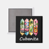 Aimant Proud Cubanita Cuban Flag Guitar Mojito Car Design (Recto/Verso)