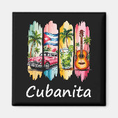 Aimant Proud Cubanita Cuban Flag Guitar Mojito Car Design (Devant)