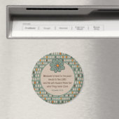 Aimant Proverbes 19:17 Ovales rétro & Fleur Turquoise (In Situ (Lave-vaisselle))