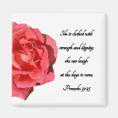 Aimant Proverbes 31:25 Custom Bible Verse Rose rouge (Devant)