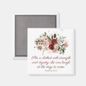 Aimant Proverbes 31:25 rose pâle élégant floral (Recto/Verso)